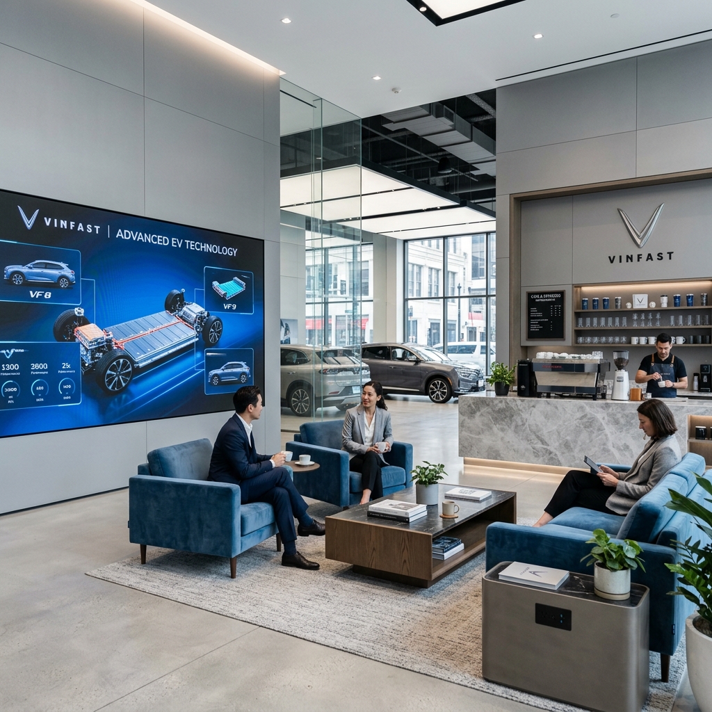 Khu vực trưng bày xe VinFast Quảng Trị